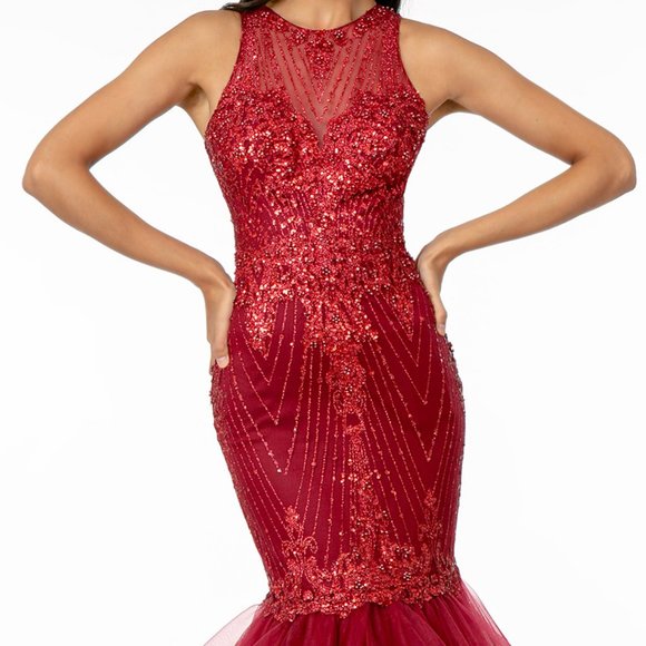 Halter Neck Sequined Mermaid Dress GSGL1822 - Picture 6 of 6